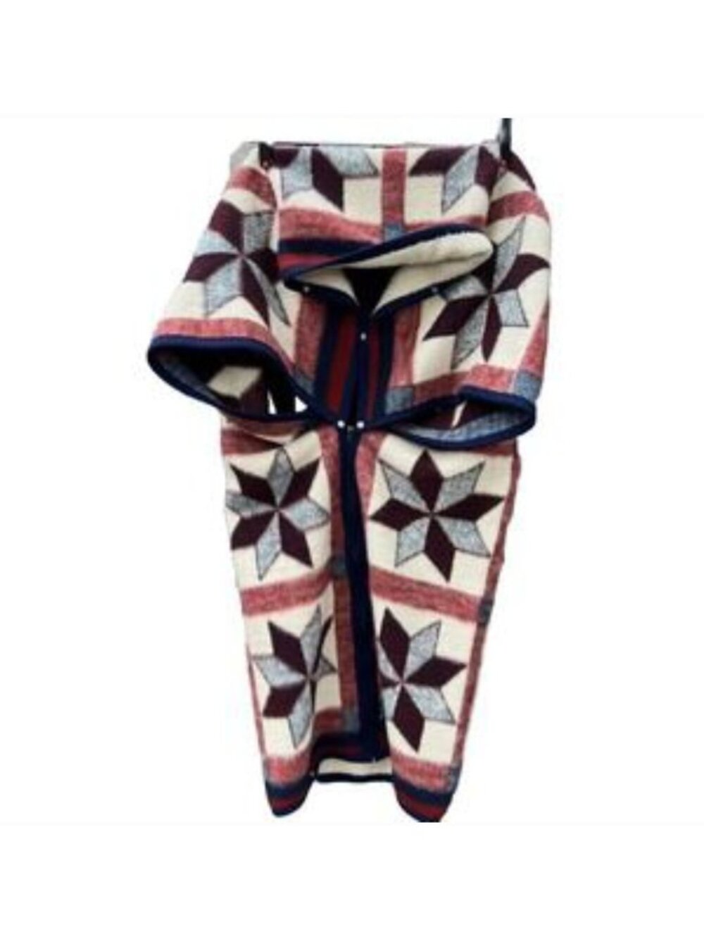 Biederlack Cuddle Wrap Blanket Snuggle Robe Zip Up Snap Vintage Stars Cottage